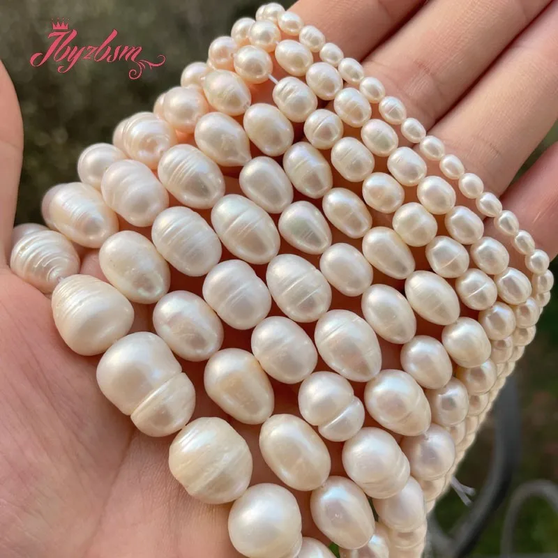 

5-6 /7-8/8-9mm White Oval Natural Freshwater Pearl Natural Stone Beads for DIY Accessories Necklace Bracelet Jewelry Making 15"