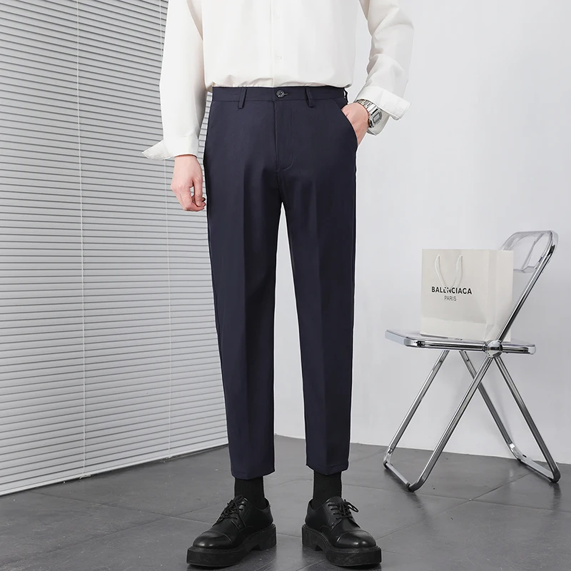

2022 Men's Trousers Spring Summer Brand Thin Men Suit Pants Loose Pant Korean Style Fashion Male Business Casual Straight Pants