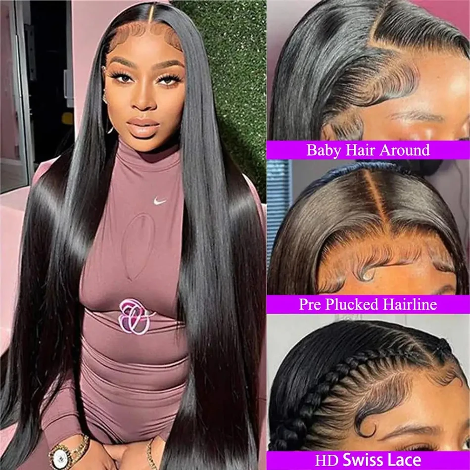 Черный Натуральный 20-дюймовый Фронтальный Парик Шнурка Прозрачное Швейцарское