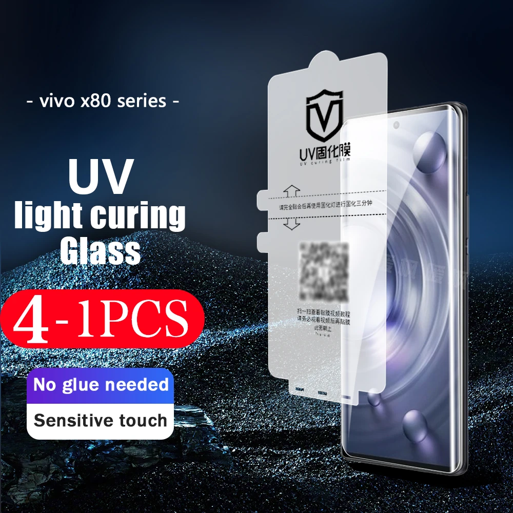 

4-1pcs 9D Not Glass For vivo X80 X90 NEX 3 3S X70 X60 X60S X60T S12 S15 S16 pro plus UV light curing film cover screen protector