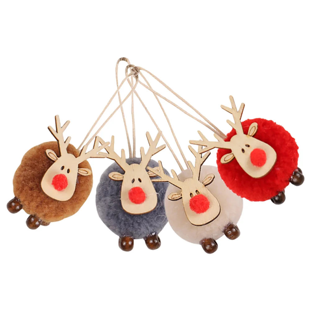 

4 Pcs Christmas Pendants Decorations Xmas Tree Elk Hanging Yarn Scene Layout Supplies Ornaments Party