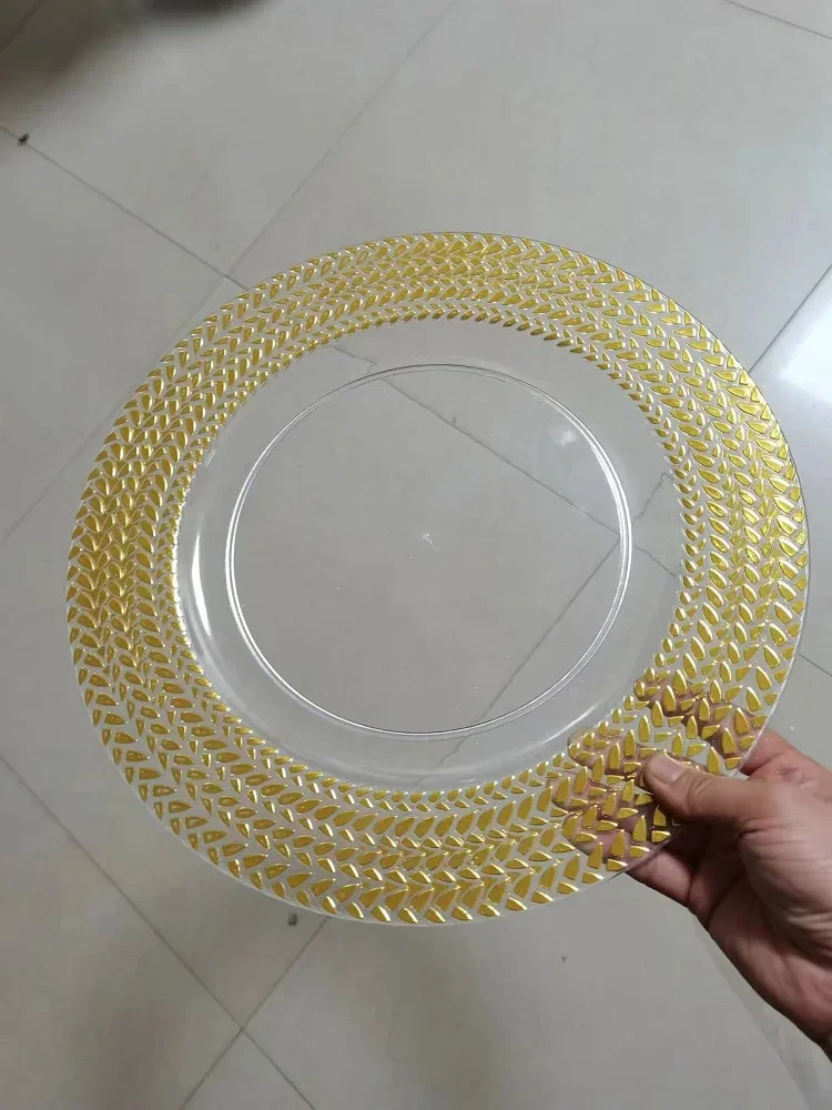

Прозрачные пластиковые тарелки для зарядного устройства, 13 искусственных пластиковых круглых сервировочных тарелок, декоративные обеденные тарелки для оформления свадебных торжеств, обеденный Декор