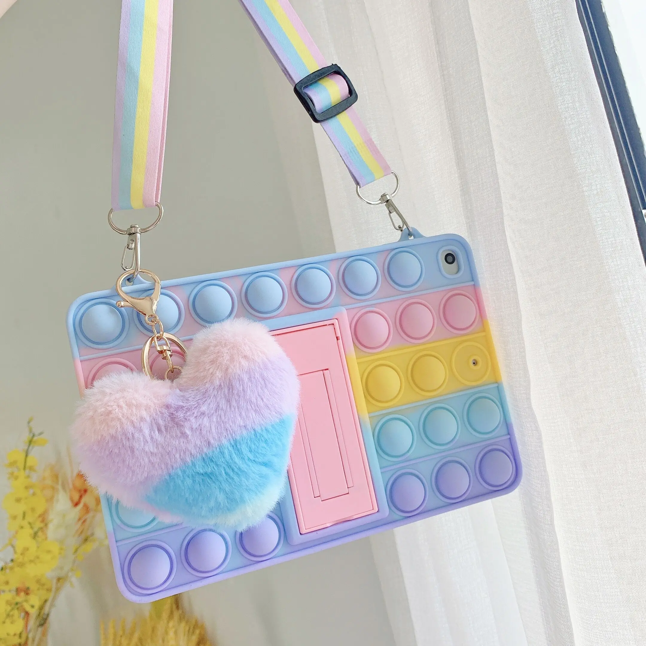 

Bubble Unzip Silicone Tablet Case for IPad 10.2 Air 10.9 Mini 4 5 Pro 10.5 Air 9.7 Kids Soft Cover with Stand+Strap+Hairball