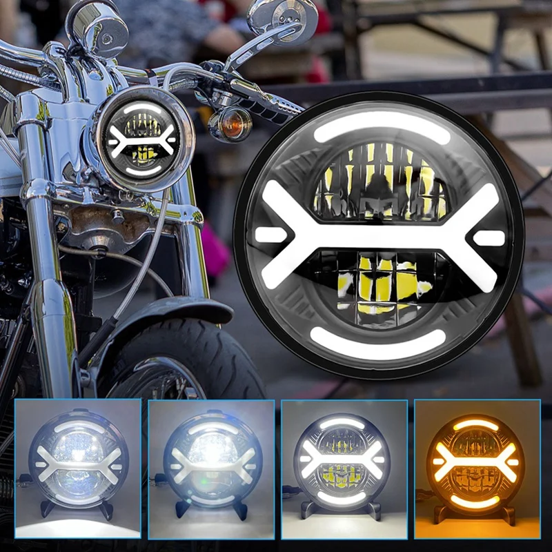 Мотоциклетная светодиодная фара 5 75 дюйма круглая для Sportster Dyna Softail Street Rod Bob