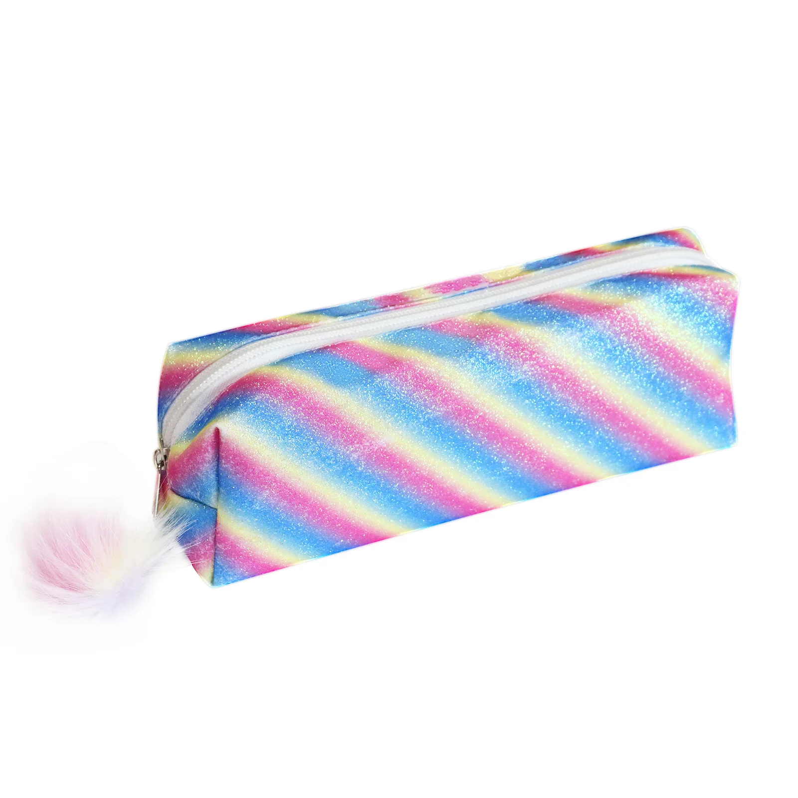 

Rainbow Glitter Pink Pen Bag Student Stationery Storage Pen Bag Cosmetic Bag Four-color European American Style Shiny Pen Bag