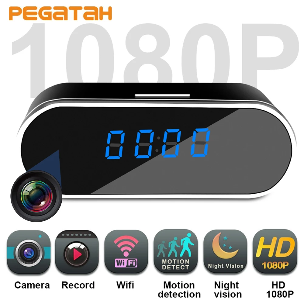 Мини-камера с часами 1080P Wi-Fi ночное видение |