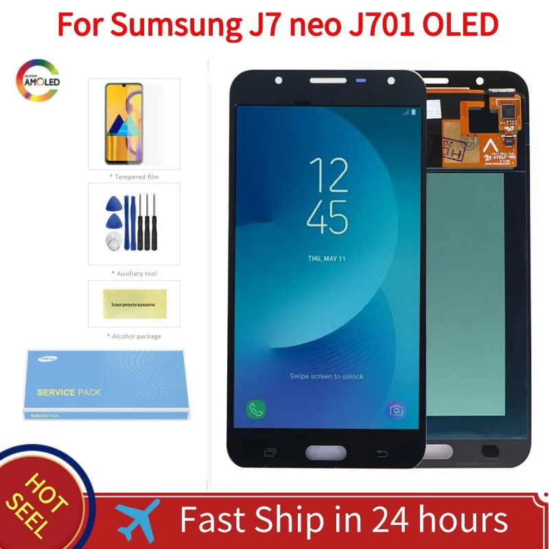 

Super AMOLED J701 Screen For Samsung Galaxy J7 neo J701 J701F LCD Display With Touch Screen Digitizer Assembly+service package
