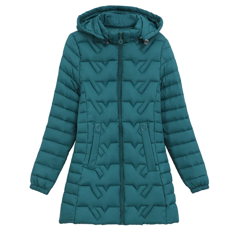 Autumn Winter Women Down Cotton Jacket Nice New Hooded Mid Long Coat Plus Size 6XL Middle-aged Female Cotton Padded Outerwear