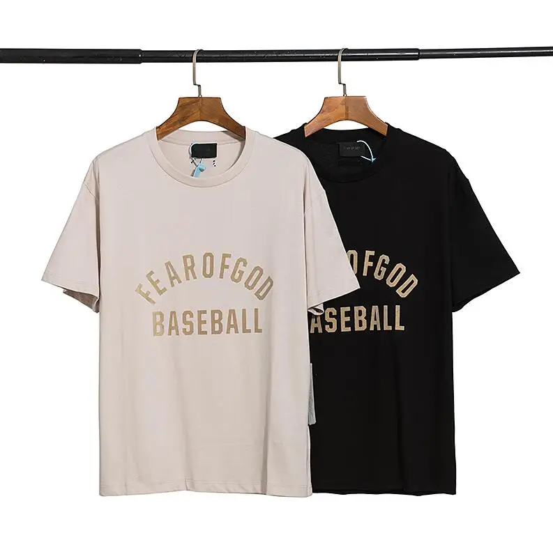

Hot Sale Flocking Letter Print Cotton Short Sleeve High Street Sports T-Shirt for Men and Women