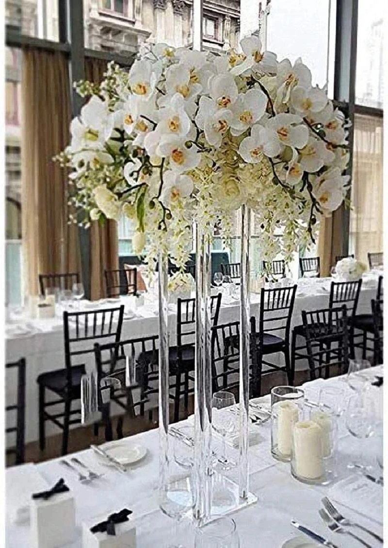 

5set Wedding Decoration DIY Acrylic Floor Vase Clear Flower Vase Table Centerpiece For Marriage Vintage Floral Stand Columns