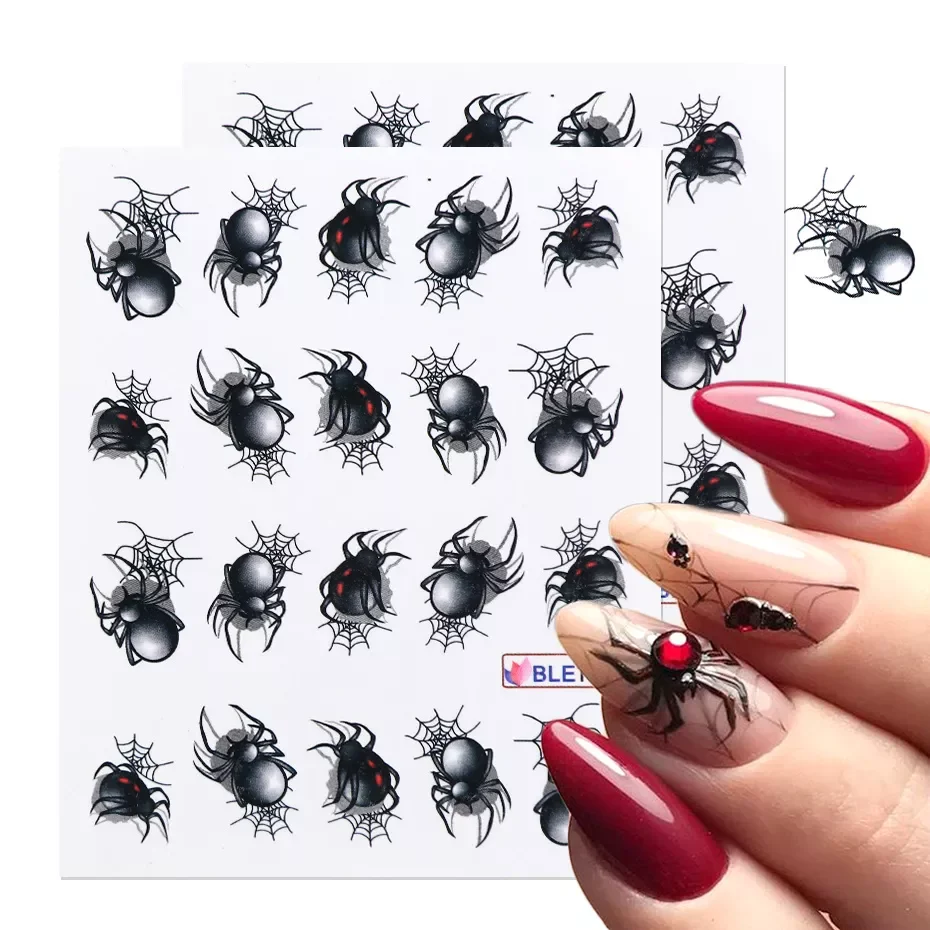 

1pcs Black Spider Nail Stickers Decals Zipper Cat Nail Art Designs Water Transfer Sliders Foils Decorations Manicure TRBLE1341-1