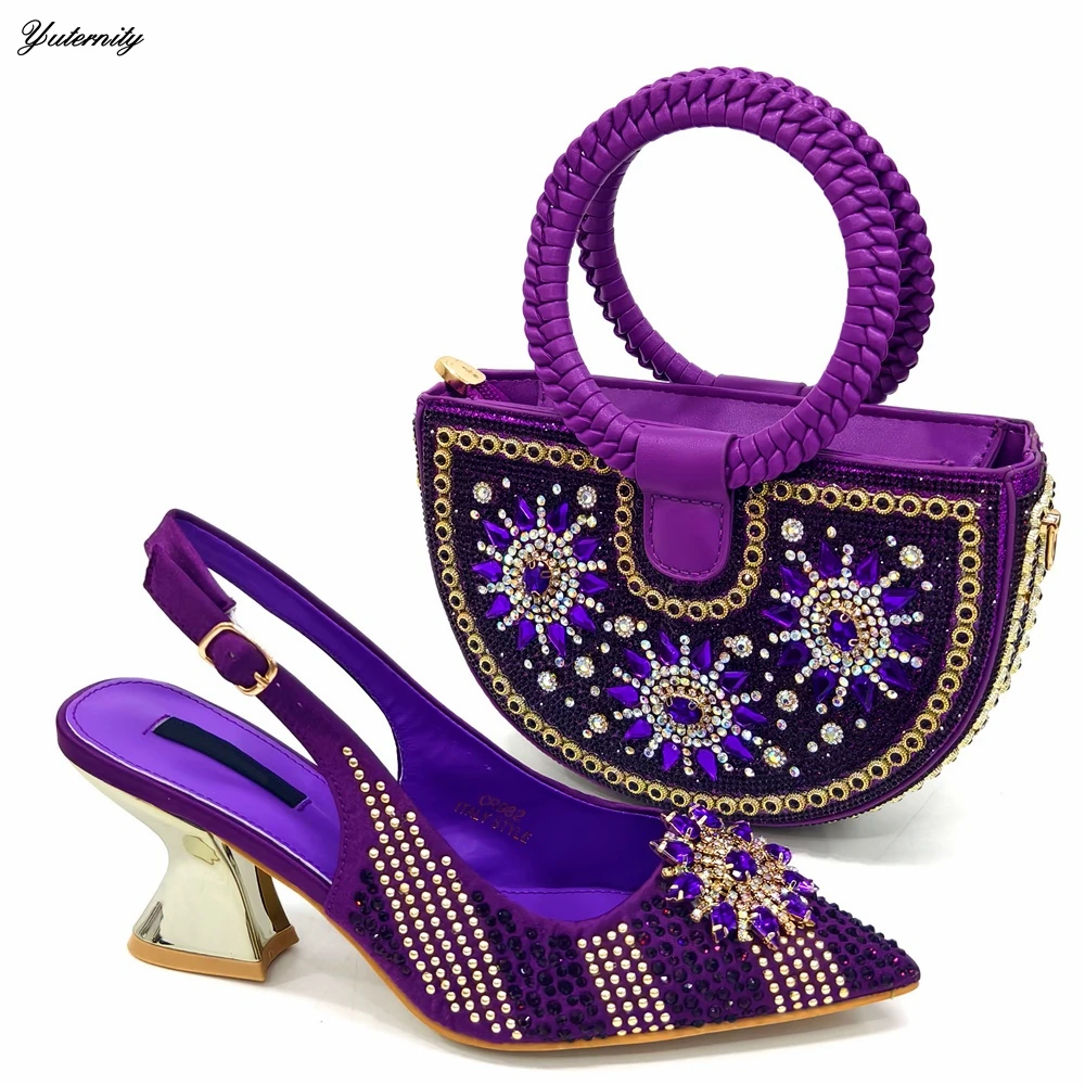 Лидер продаж женские сандалии со стразами комплект обуви и сумочки для