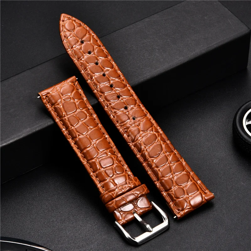 

Crocodile Skin Design Calfskin Soft Watch Strap Leather Watchband 16mm 18mm 20mm 22mm 24mm Bracelet for Men Wrist Band