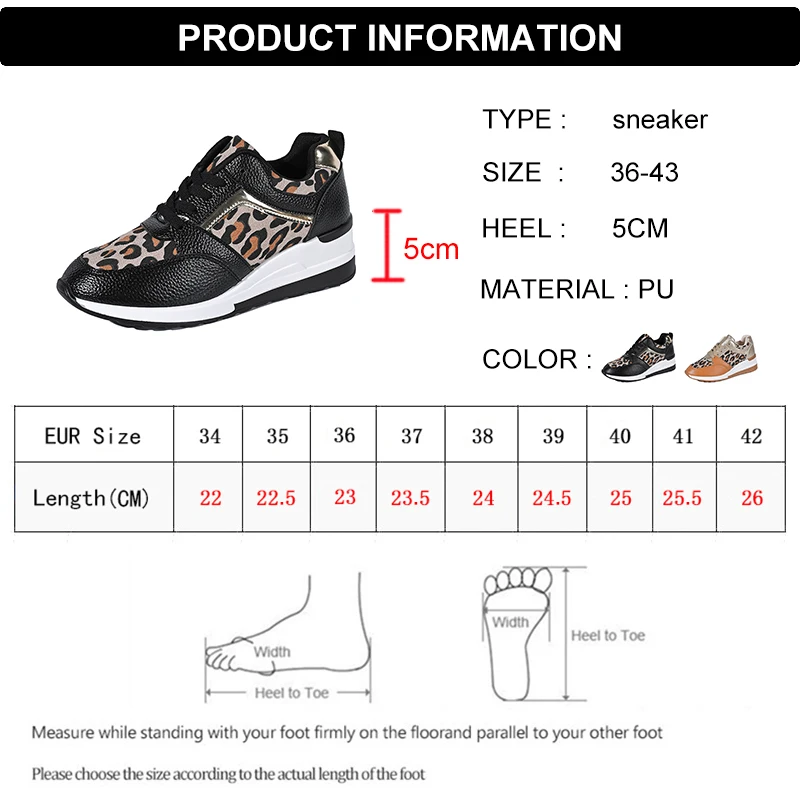 2025 Plus Size Leopard Print Sneakers Women Pu Leather Platform Sneaker Shoes Woman Comfortable Non Slip Lace Up Female