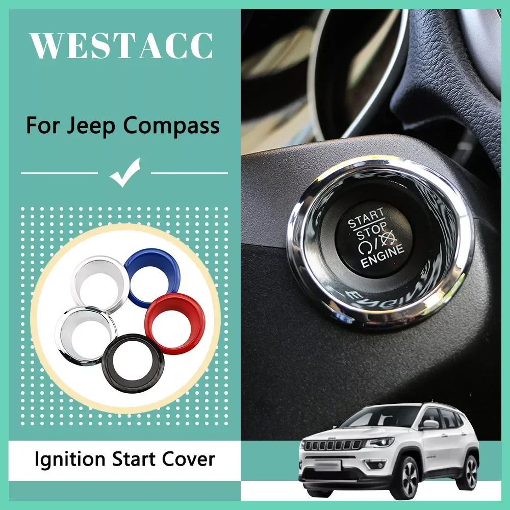 

Car Ignition Key Switch Start Button Cover Ring Decoration Sticker for Jeep Compass 2017 - 2020 Interior Accessories