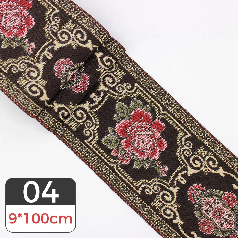 3 Meter Vintage Floral Embroidered Jacquard Ribbon Braid Trim Woven Border DIY For Apparel Sewing Upholstery Sofa Curtain Crafts