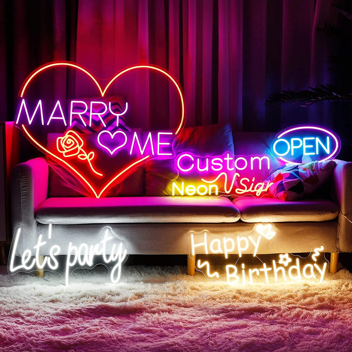 Design Neon Sign Custom Private Name Shop Logo Wedding Party Birthday Halloween Xmas Gift Amine Neon Wall Light DropShipping