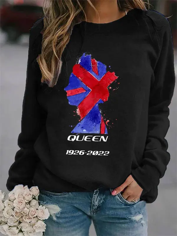Women's Queen Of England Commemorative Print Sweatshirt