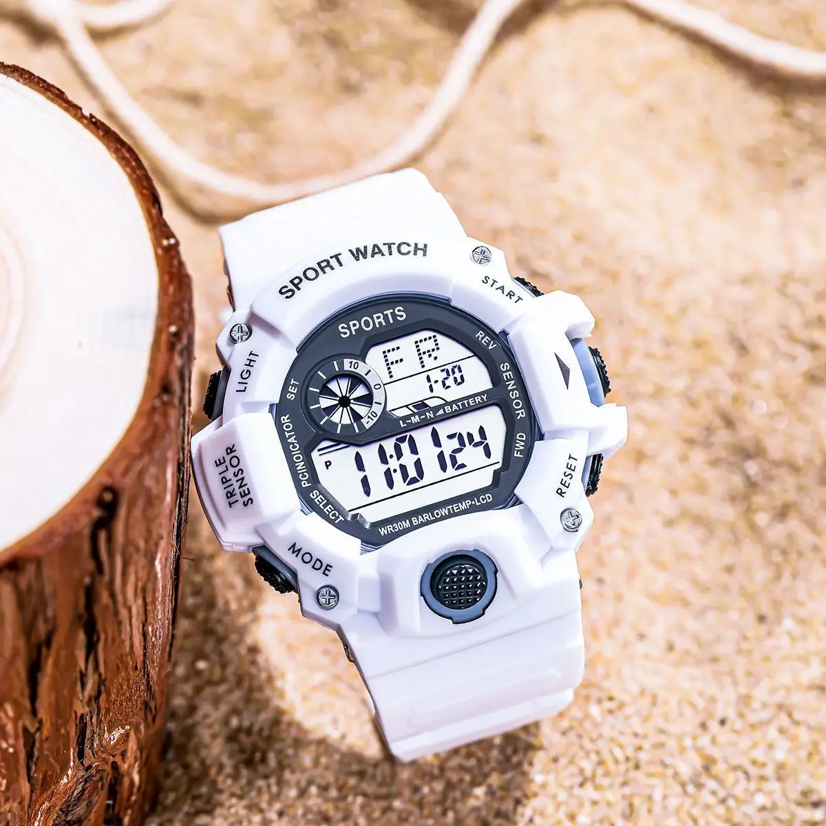 

Спортивные круглые часы, светящийся циферблат, повседневные многофункциональные часы, уличные модные уличные часы с резиновым ремешком для мужчин