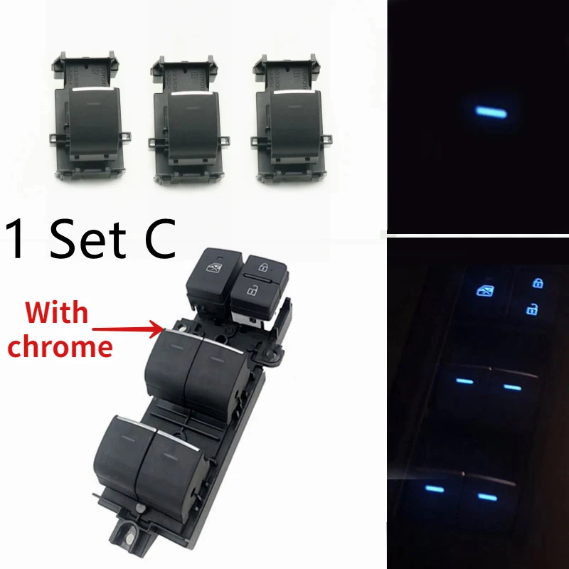 

Левая светодиодная подсветка водителя, ледяной синий, стеклоподсветка, разблокировка, переключатель панели, кнопка, 4 шт./компл. для Toyota RAV4 Corolla CHR 2019-2023