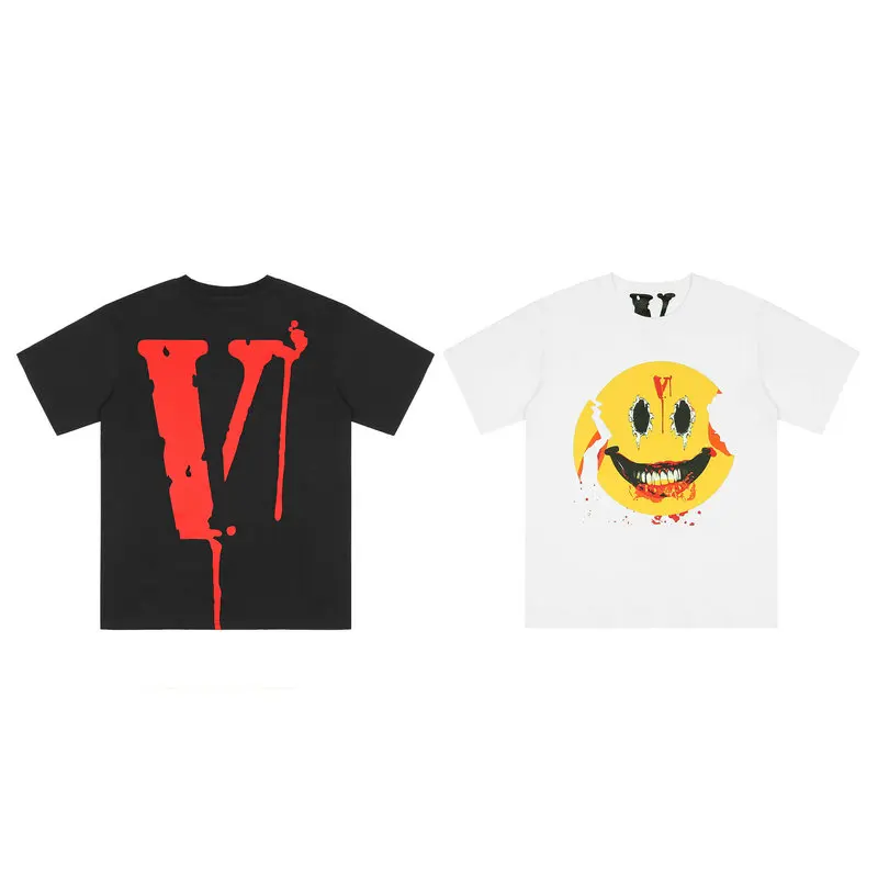 

VLONE Men T Shirt 100% Cotton Original Brand Streetwear Women's T-shirt Summer Short Sleeve Hip Hop Tshirt Clown Smiley Terror