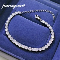pansysen pure 925 sterling silver 4mm created moissanite diamond bracelets for women 18k white gold color fine jewelry wholesale