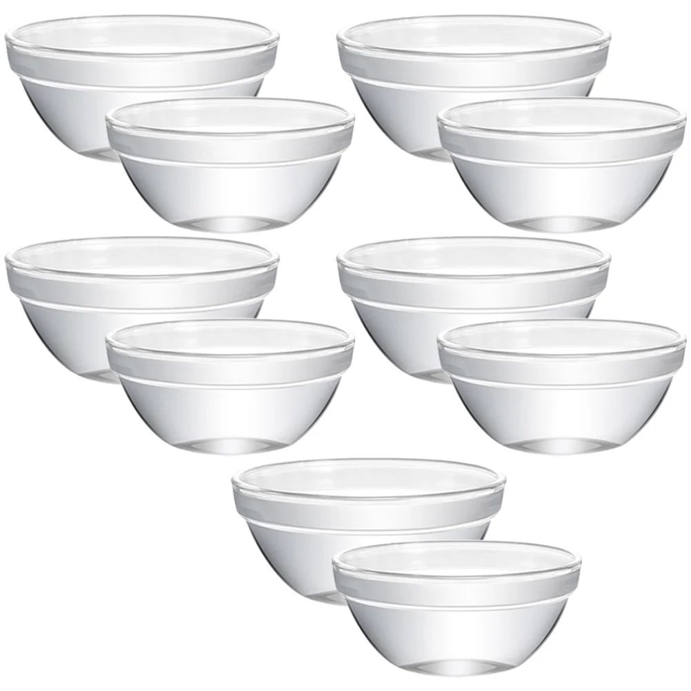 

10Pcs Clear Glass Pudding Bowls Stacked Ice Cream Bowls Heat Resistant Dessert Food Bowls