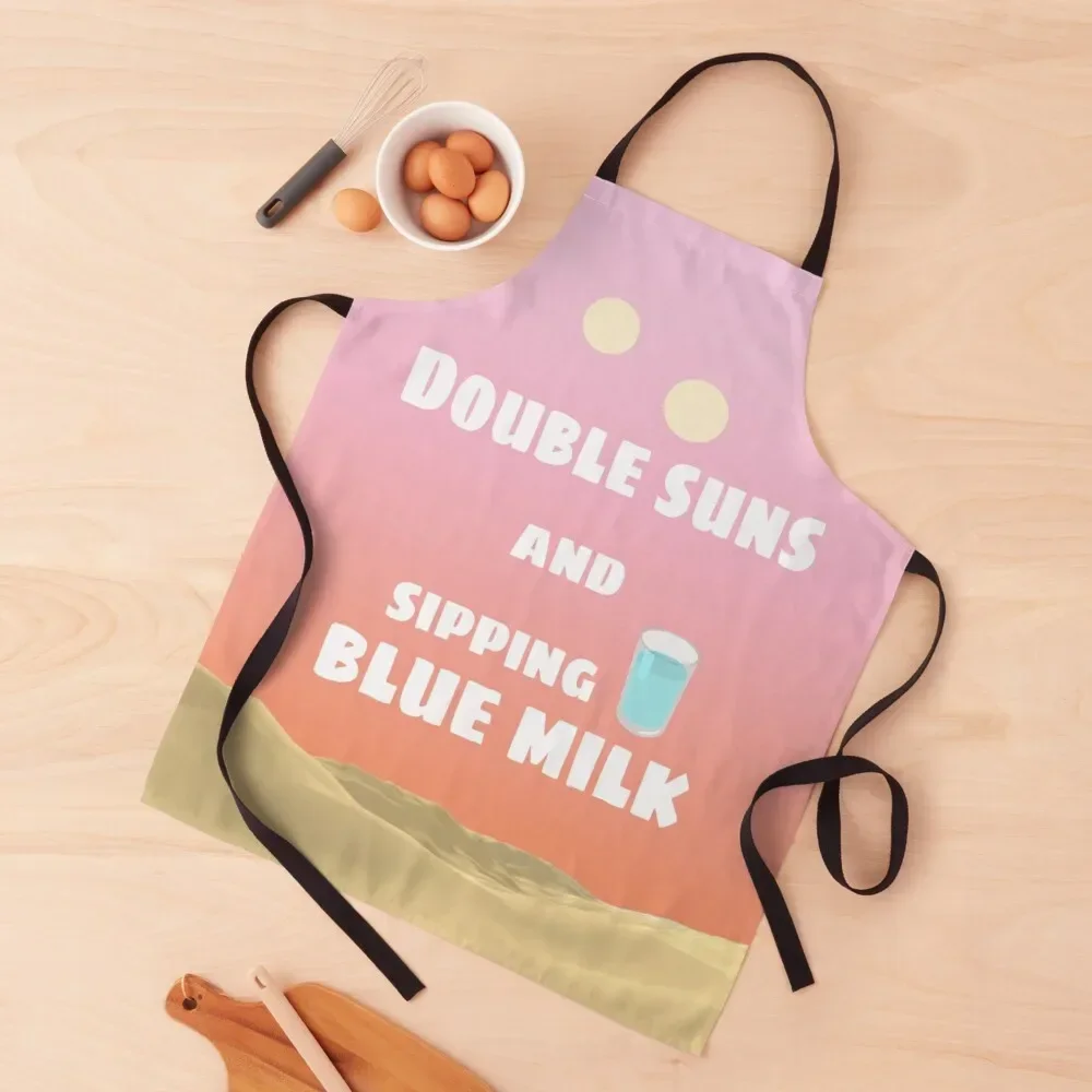 Фартук с двойными солнцами и синим молоком кухонный фартук для женщин мужчин