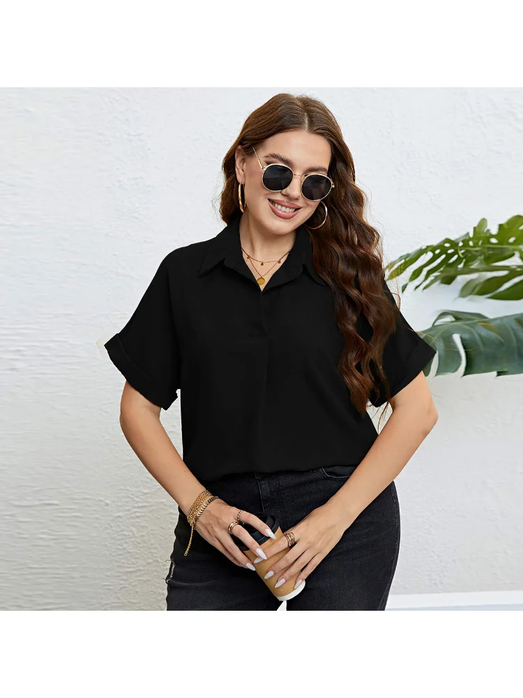 Summer New Chiffon Shirt Printed Ribbon Shirt plus size summer outfits t-shirts