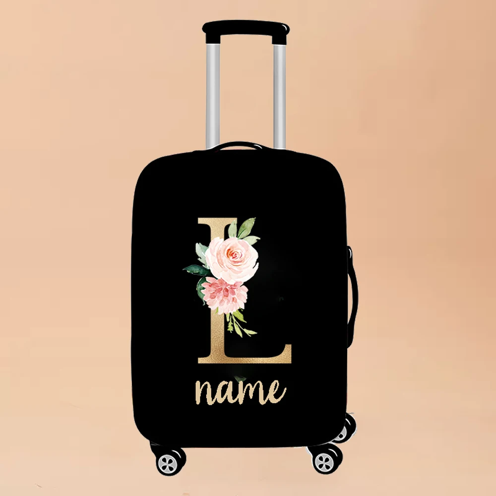 Custom Luggage Case Protective Cover 18-32 Inch Elastic Dust Covers Initial Name Personalized Suitcase Flowers Alphabet A-Z
