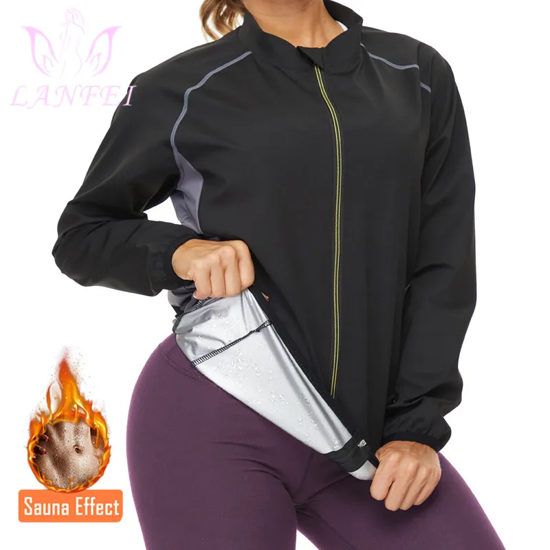 

LANFEI Women Sauna Shirt Women Fitness Weight Loss Tops Shapewear Workout Sweat Shirt Body Shaper Waist Trainer Top