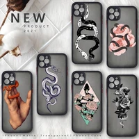 hand snake flower snake painting phone case matte transparent for iphone 7 8 11 12 13 plus mini x xs xr pro max cover