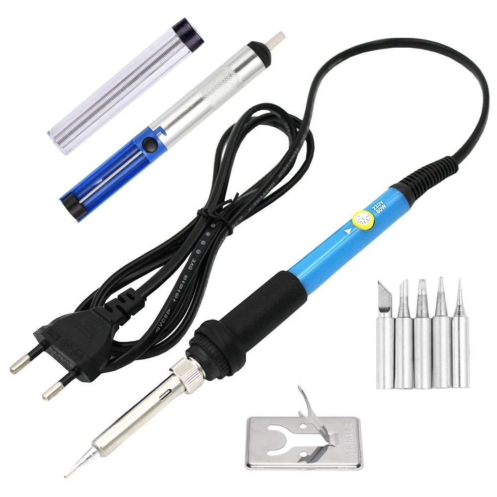 

Soldering Iron EU US Plug 110V 220V 60W Thermostatic Electric Mini Solder Iron Station With 6pcs Soldering Tip Solder Wire