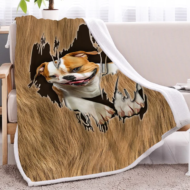 BlessLiving 3D Lovely Pug Print Sherpa Fleece Blanket Super Soft Lightweight Kawaii Dog Animal Fur Plank Blanket Dropshipping 3