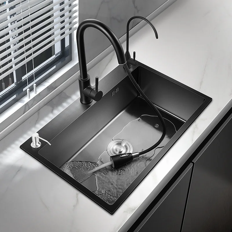 

Раковина для овощей, кухонная раковина с одним слотом, раковина из нержавеющей стали 304, черная раковина для дома