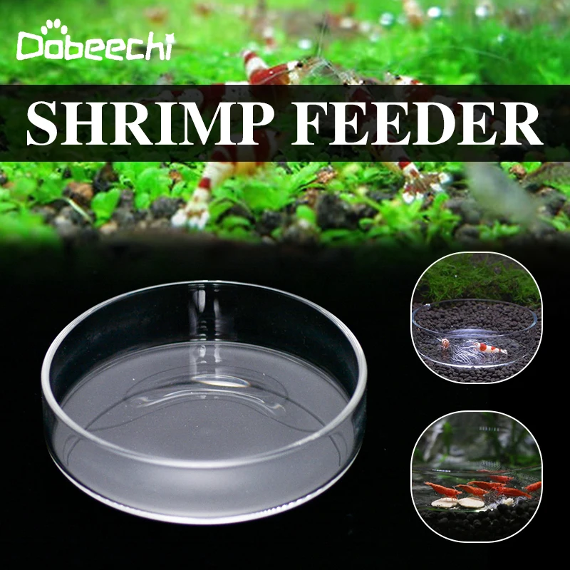 

Fish Tank Feeder Transparent Crystal Glass Aquarium Shrimp Tank Food Plate Round Container Ornamental Crystal Shrimp Pet Tools
