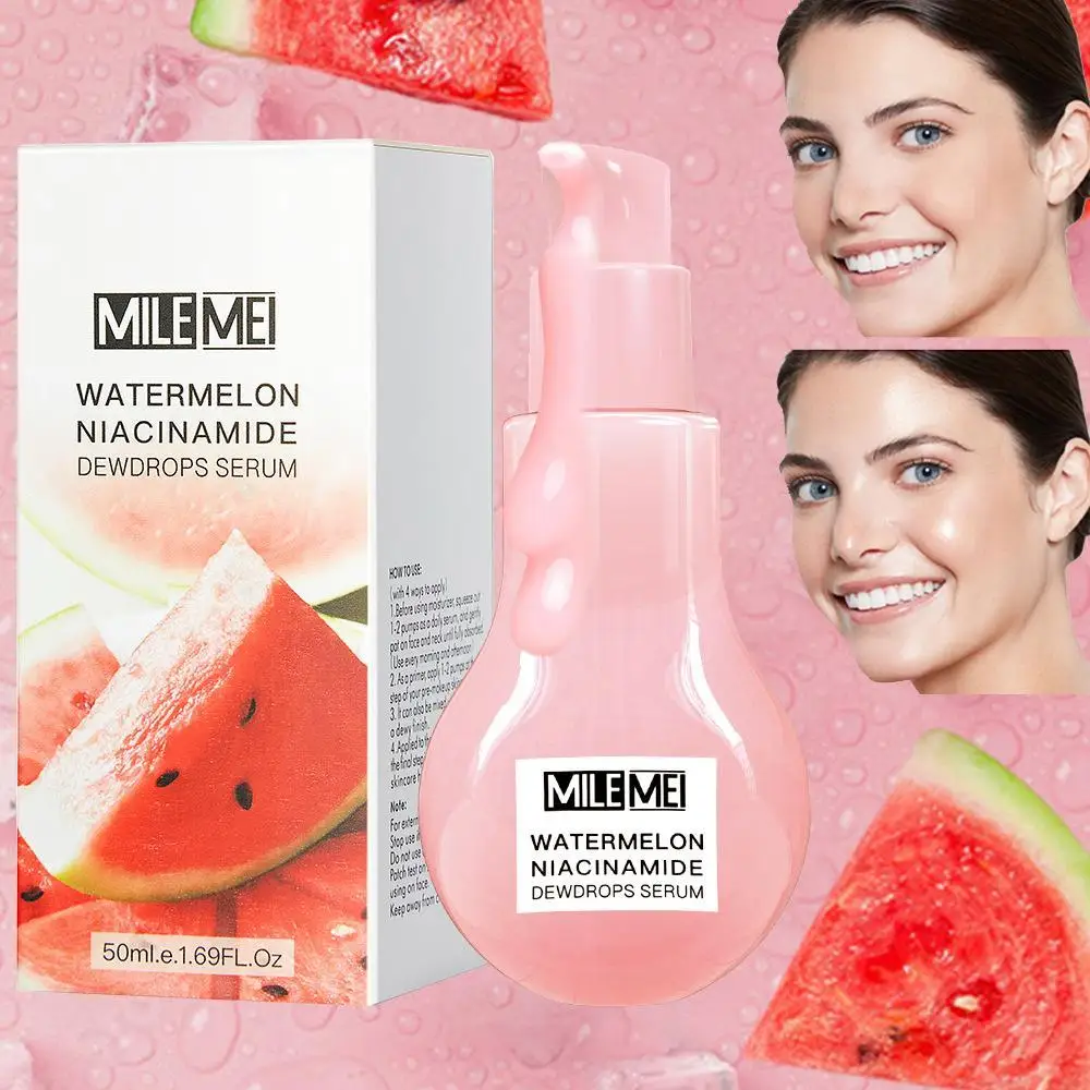 

New Watermelon Glow Niacinamide Dew Drops Hydrating Serum Lightweight Facial Serum Priming Liquid Highlighter 50ml
