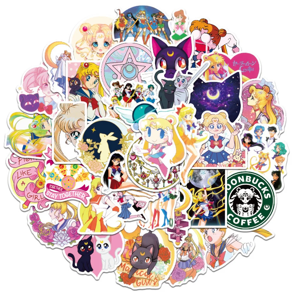 10/30/50PCS Animation Sailor Moon Graffiti Sticker Waterproof Suitcase Notebook Skateboard Refrigerator Water CupGuitarWholesale - купить по