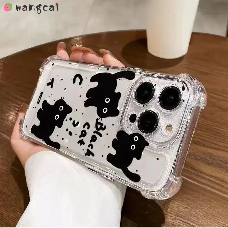 Чехол для телефона Vivo X100 Ultra X100s T3 Lite iQOO Neo 9 9s Pro Z9 Turbo Z9X Z8 Z8X с милым черным котом