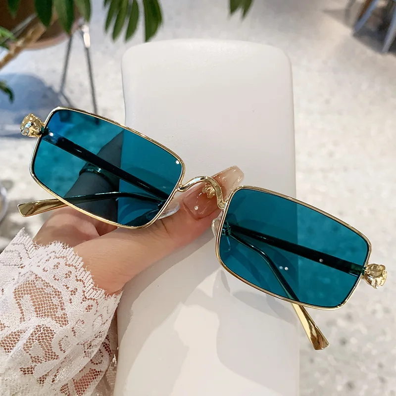 Маленькие квадратные солнцезащитные очки с леопардовым принтом для женщин и