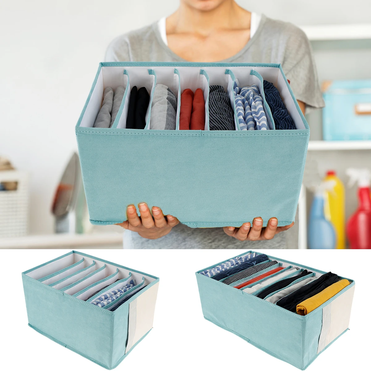 

Складной ящик-органайзер, коробка для хранения одежды, органайзер для одежды, шкаф с 7/9 ячейками, разделитель для одежды и ящик для хранения