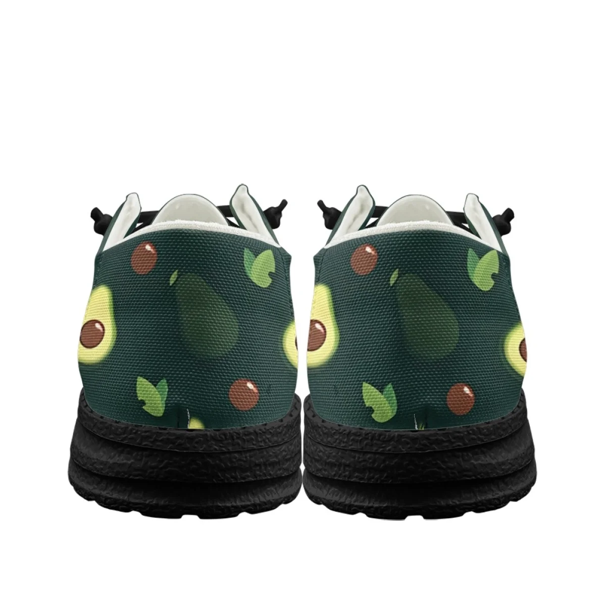 INSTANTARTS New Trend Ladies Lace-up Flats Avocado Cartoon Design Women Casual Sneakers Comfortable Outdoor Walking Footwear