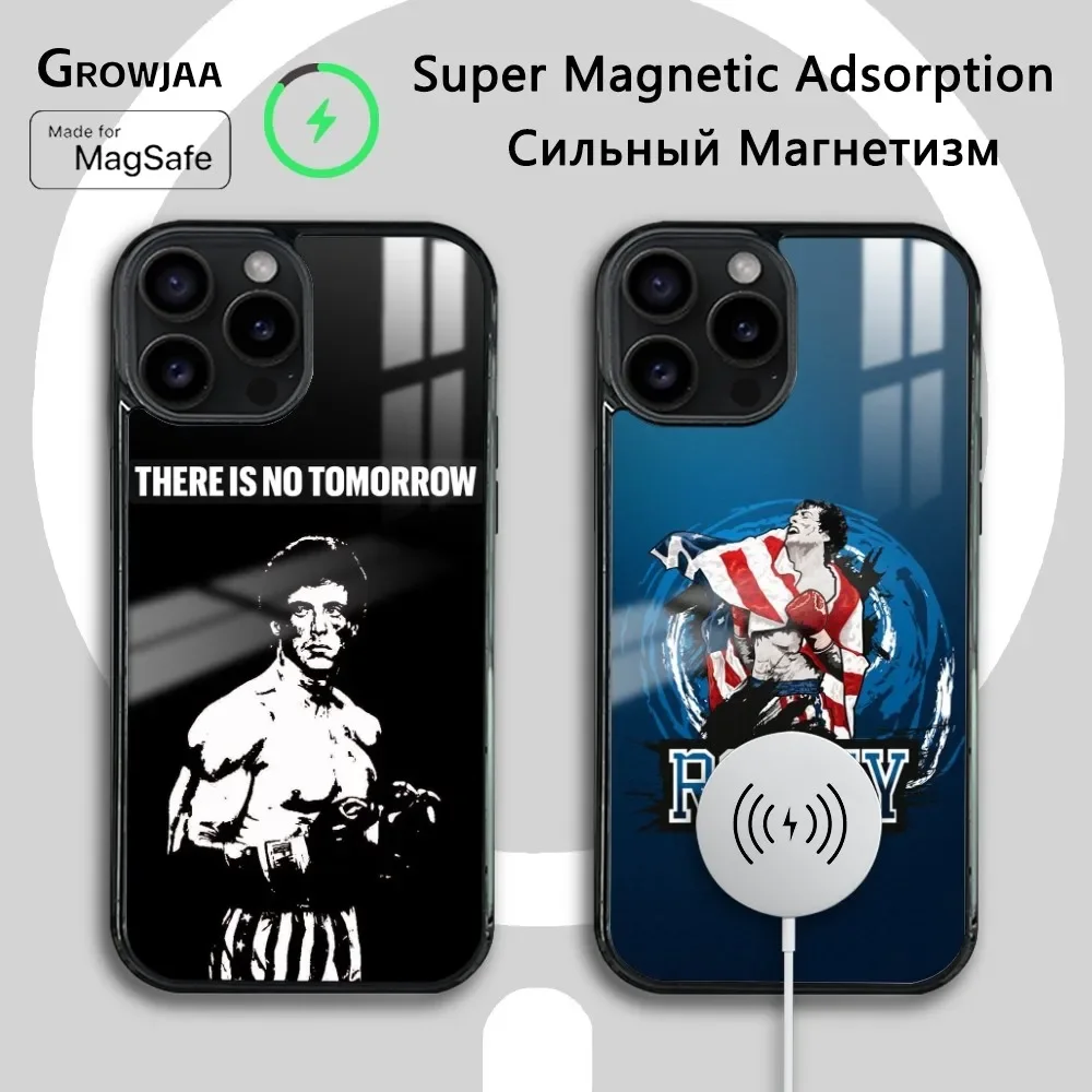 R-RockyS B-Balboa Phone Case For iPhone 16 15 14 13 12 11 Pro Max Plus Mini Magsafe Mirror Wireless Magnetic Cover