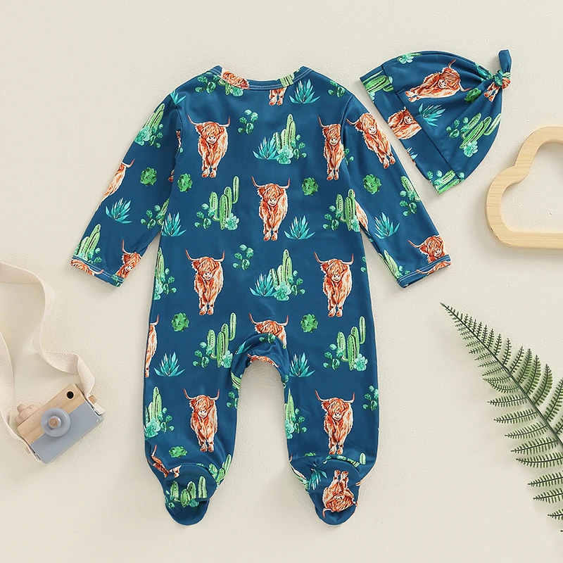 Комбинезон на молнии с длинным рукавом и принтом коровы