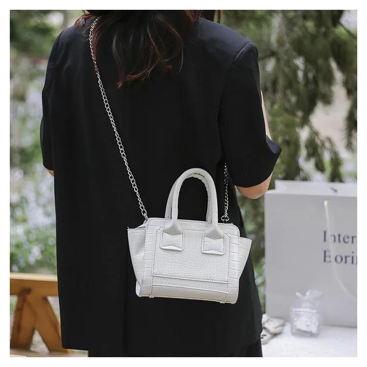 

women summer fashion alligator small white red silver crossbody bag for female pu leather chain black shoulder handbag