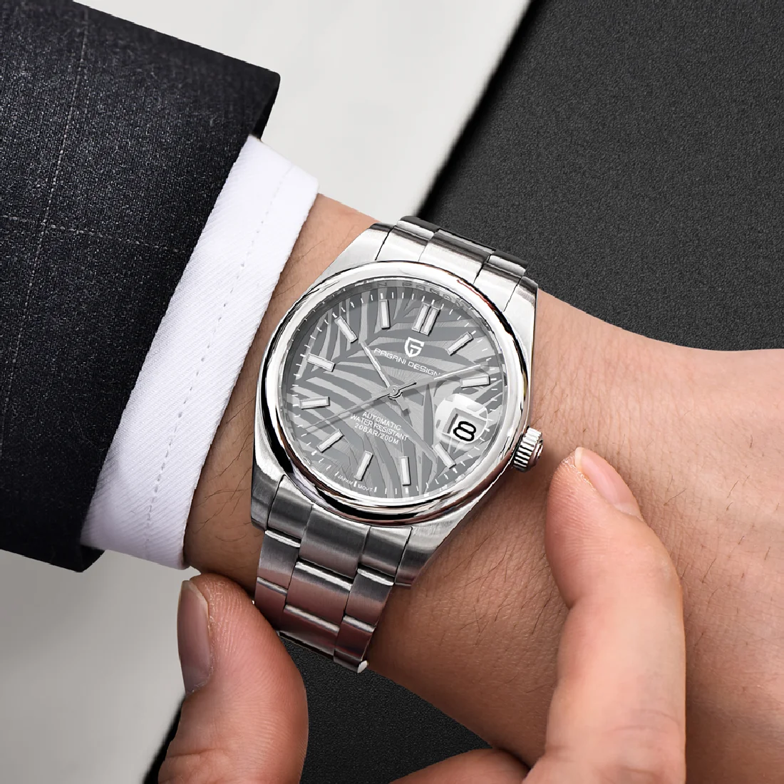 

PAGANI Дизайн, новые мужские часы с пальмовым листьем, верхняя модель мужских часов из нержавеющей стали, водонепроницаемые светящиеся