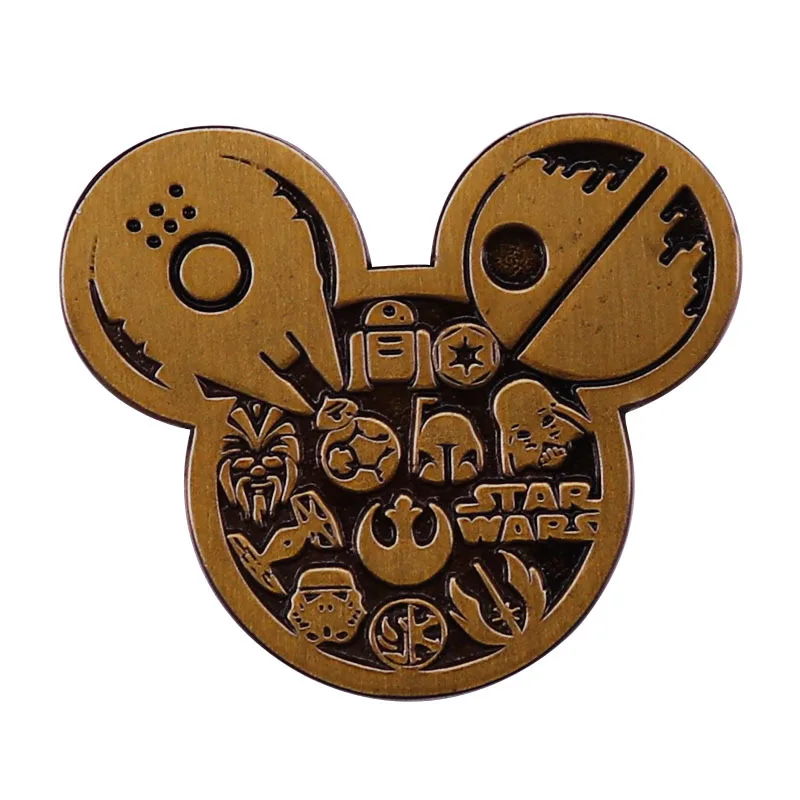 Star Wars Mickey Mashup Science Fiction Film Brooch Vintage Metal Badge Fashion Jewellery Clothes Hat Backpack Accessory Gifts