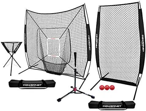 [All in ONE Coach Bundle] 7x7 DLX Practice Net + I-Screen + Tee + Caddy + Weighted Training  + Strike Zone | Baseball Softball T