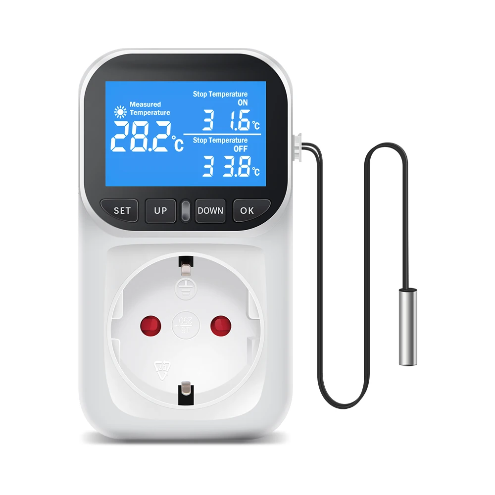 

Автоматическая Розетка Термостата С Цифровым Контролем Температуры Европейская Вилка Таймер Управление Днем/ночью Отопление И...