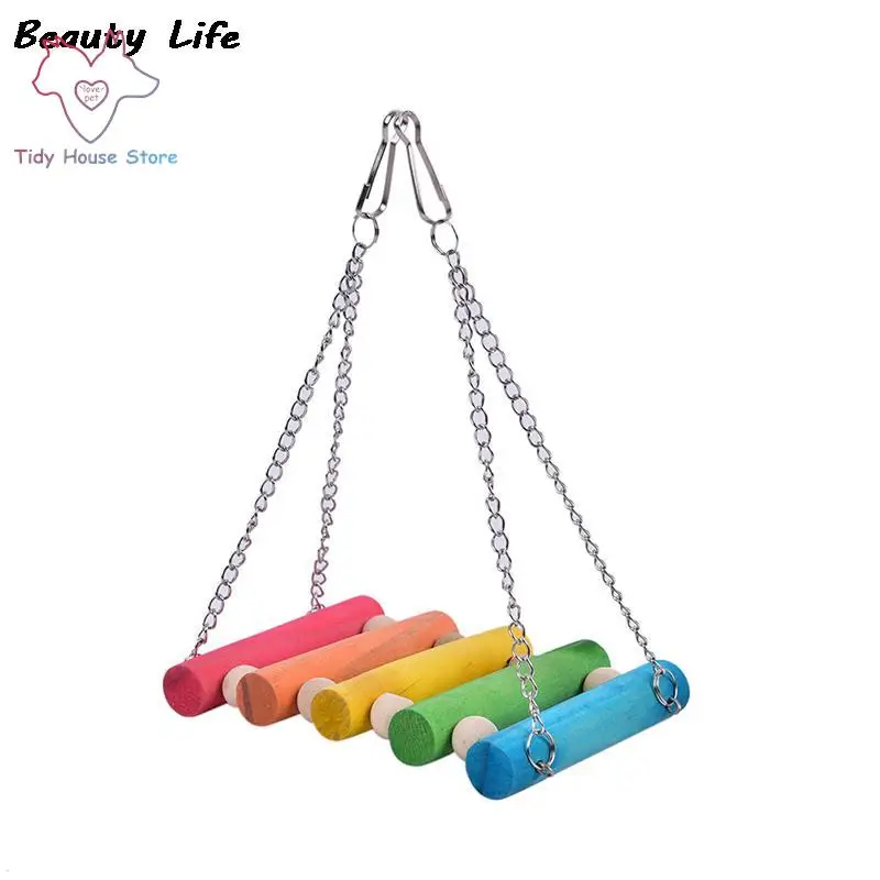 

Bird Hanging Swing Toys Wood Parrot Parakeet Perches Finches Pets Accessories